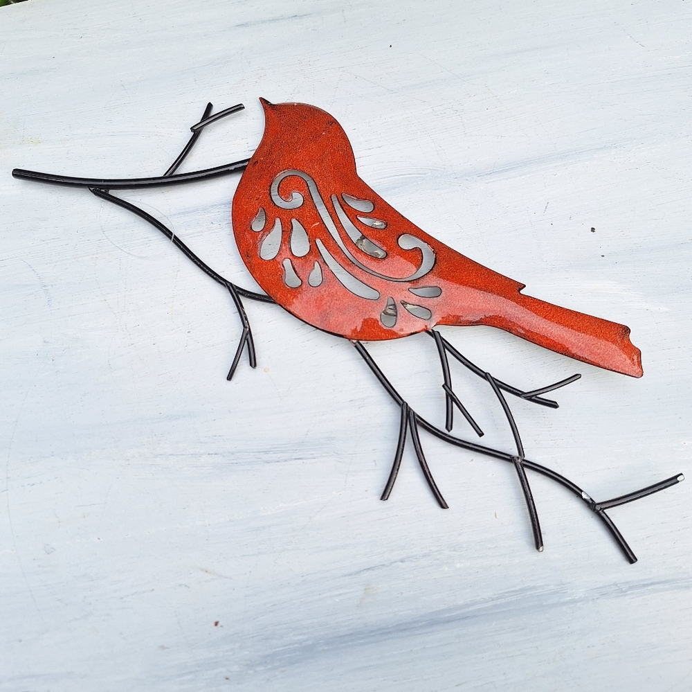 Bird Wall Hanging Decor Art Metal Wood Pictures Unique Wire Textured 3d Designs - Picture 4 of 17